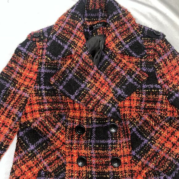 Nicole Miller Wool Blend Large Women’s Tweed Peacoat Fall Autumn - Picture 4 of 10